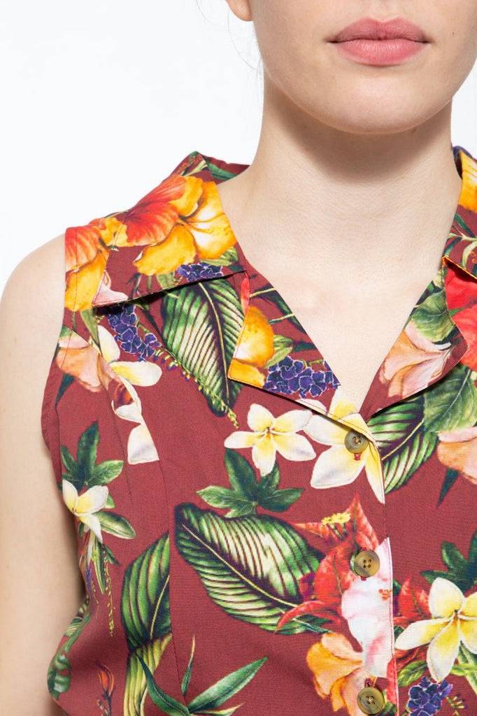 Queen Kerosin Vintage Jumpsuit Mit Tropischem All-Over-Muster