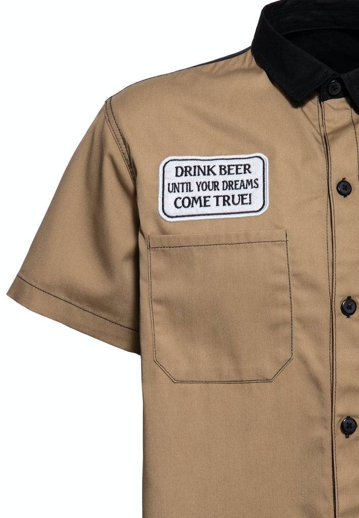 Queen Kerosin Workwear Kurzarm Hemd «All You Need Is Beer»
