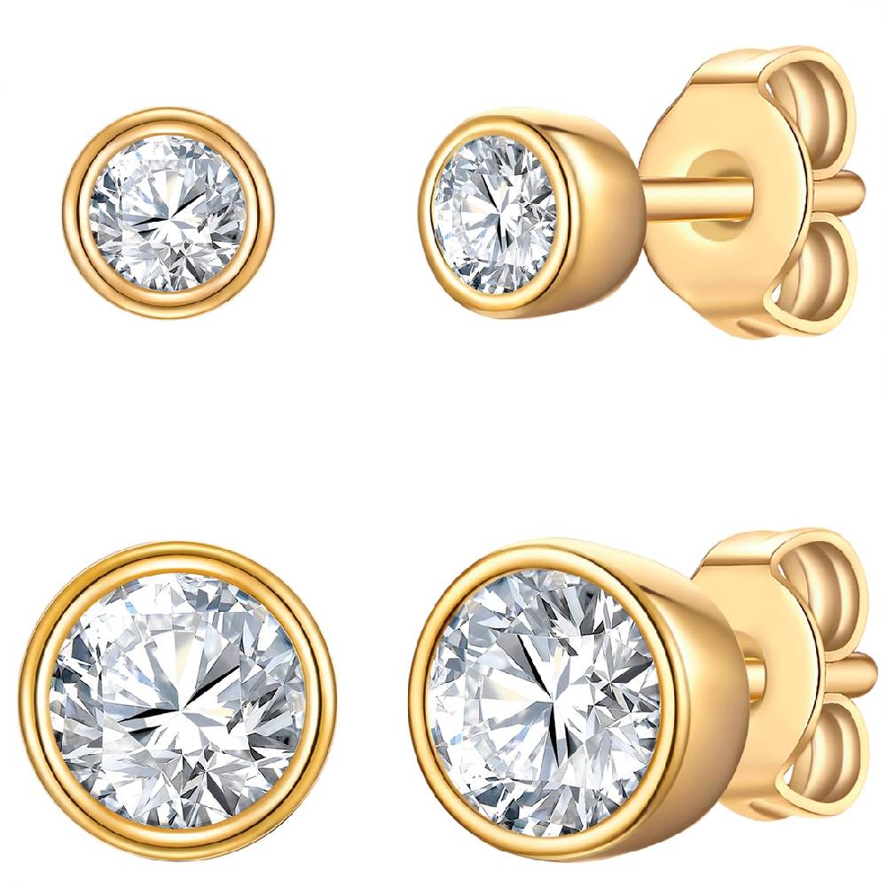 Rafaela Donata 2er Set Ohrstecker Sterling Silber gelbgold Zirkonia weiß