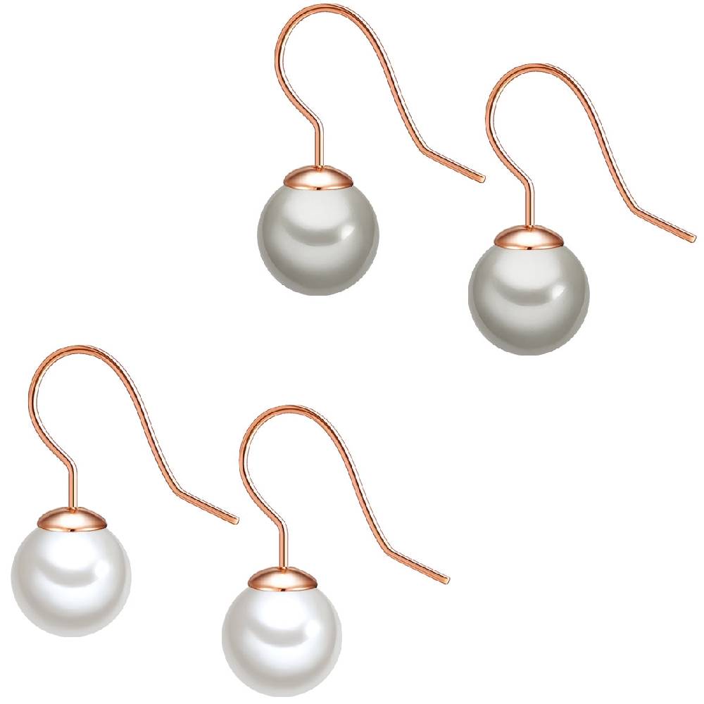 Rafaela Donata 2er Set Perlenohrhänger Sterling Silber Roségold Muschelkernperle Weiß Silbergrau