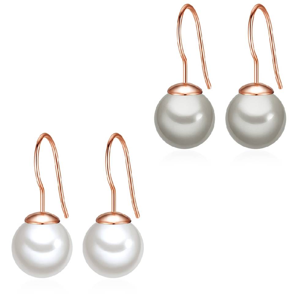 Rafaela Donata 2er Set Perlenohrhänger Sterling Silber roségold Muschelkernperle weiß silbergrau