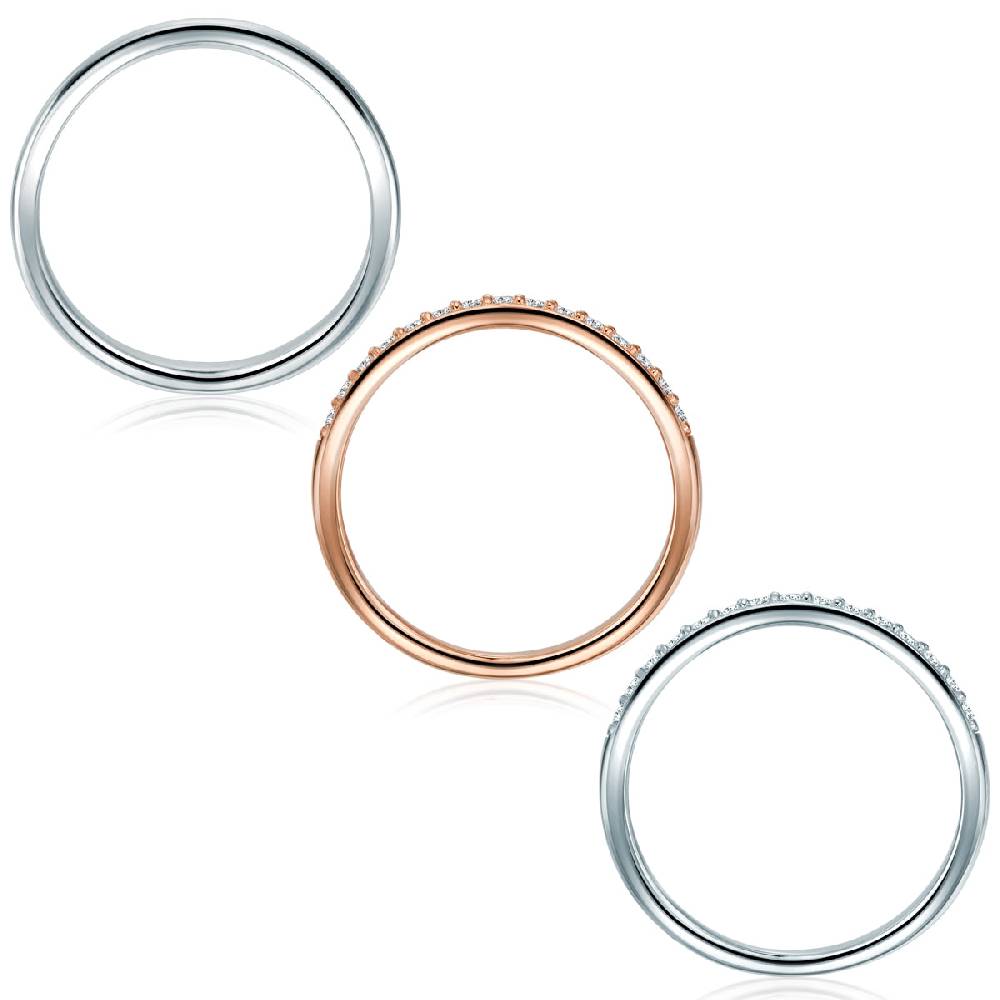 Rafaela Donata 3er Set Ringe Sterlin Silber Bi-Color Zirkonia Weiß