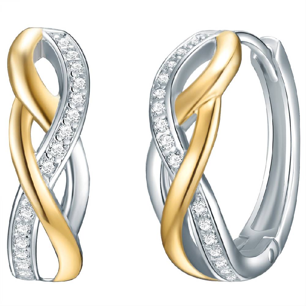 Rafaela Donata Creolen Sterling Silber bi-Color Zirkonia weiß