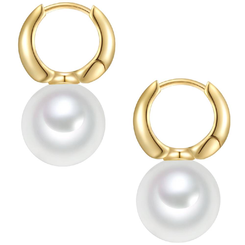 Rafaela Donata Creolen Sterling Silber Gelbgold Muschelkernperle Weiß