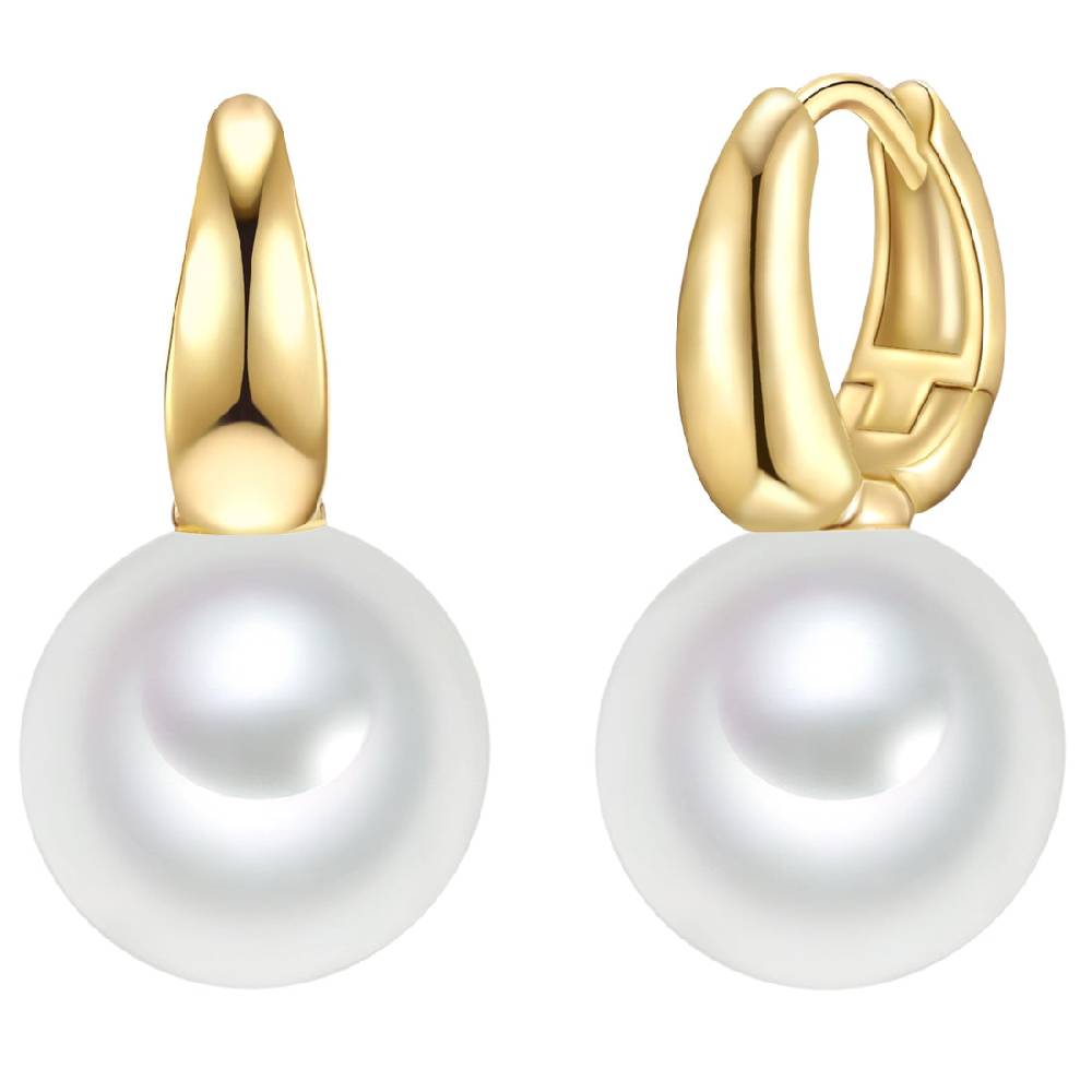 Rafaela Donata Creolen Sterling Silber gelbgold Muschelkernperle weiß