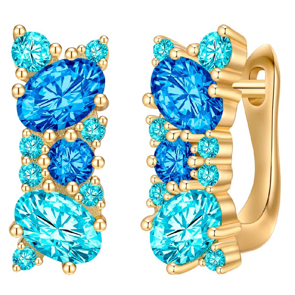 Rafaela Donata Creolen Sterling Silber gelbgold Zirkonia blau