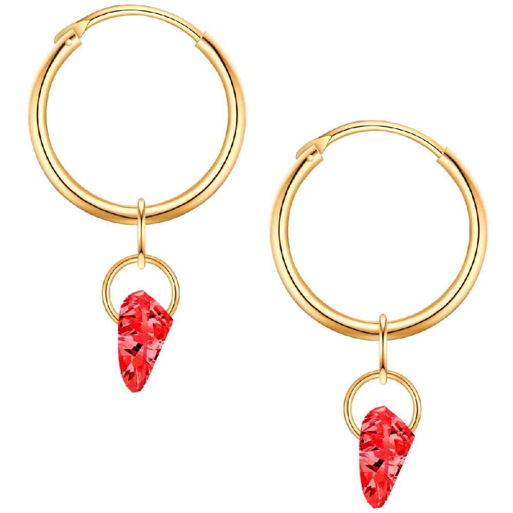 Rafaela Donata Creolen Sterling Silber Gelbgold Zirkonia Rot