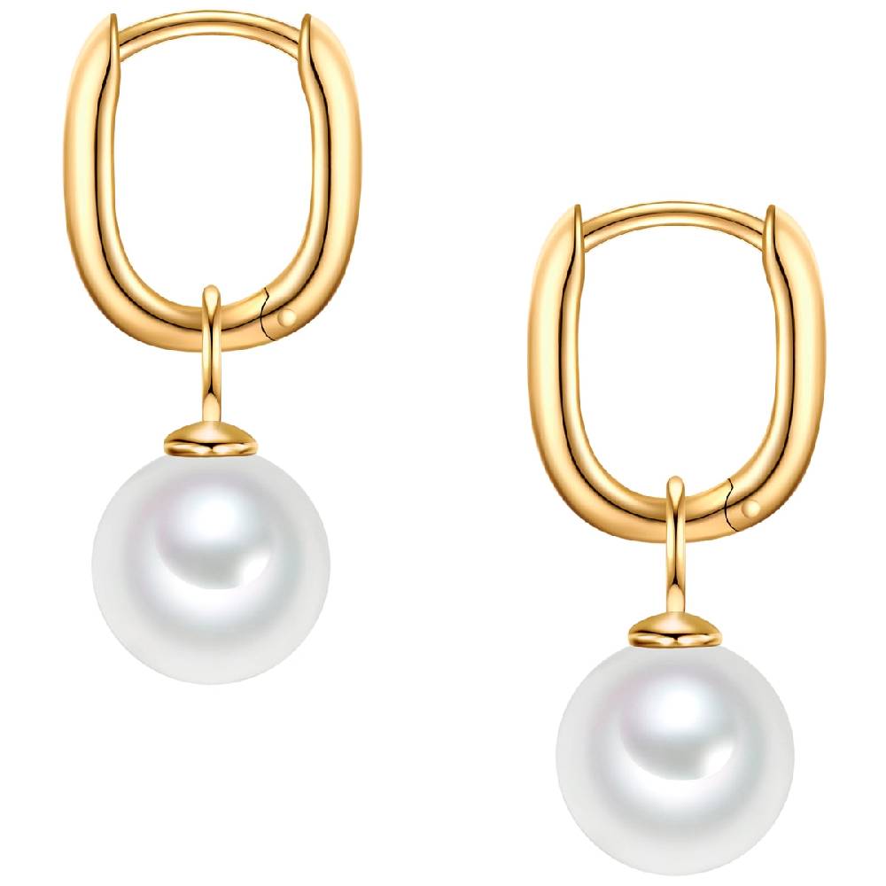 Rafaela Donata Creolen Sterling Silber Gelbgold Zirkonia Weiß Muschelkernperle Weiß