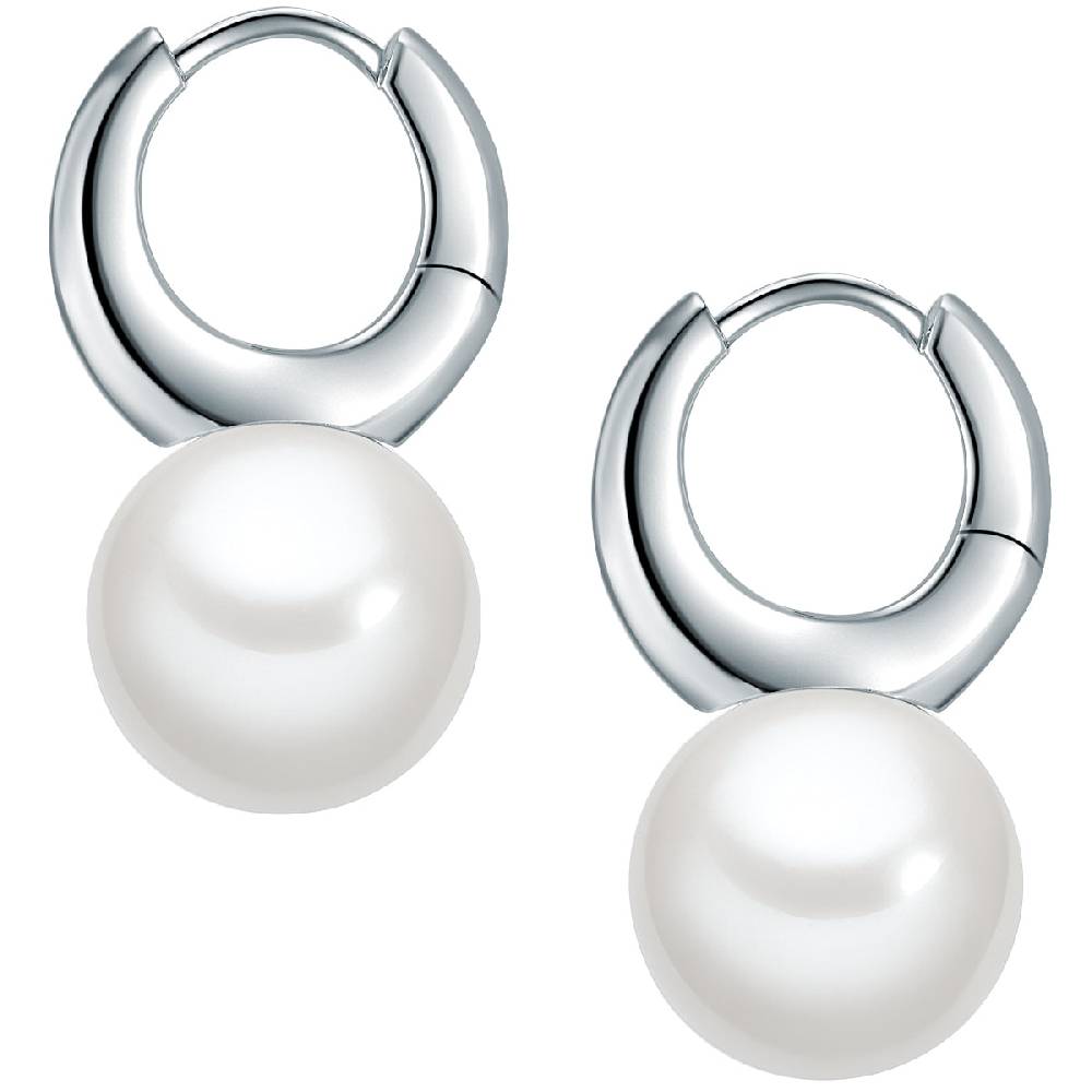 Rafaela Donata Creolen Sterling Silber Muschelkernperle Weiß