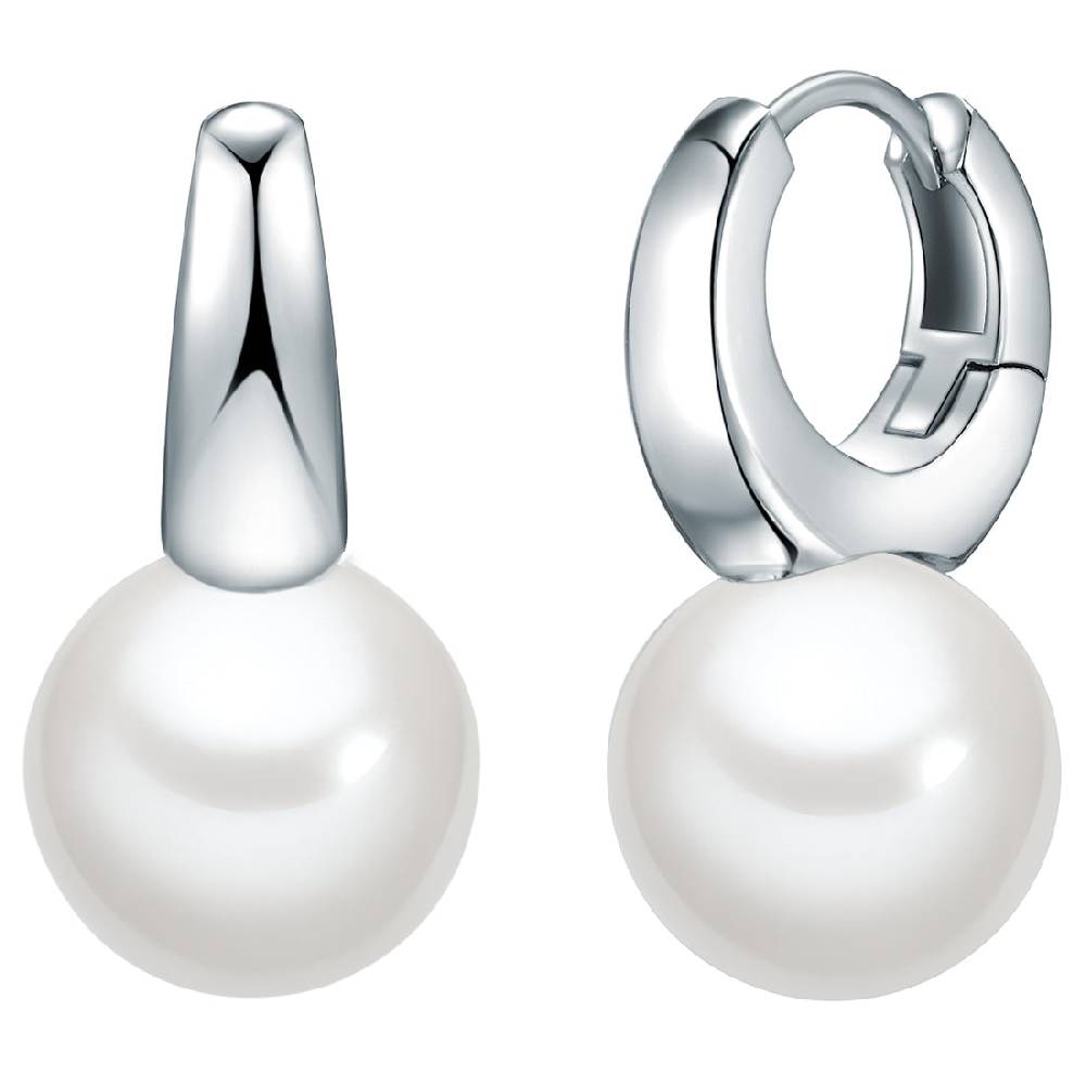 Rafaela Donata Creolen Sterling Silber Muschelkernperle weiß