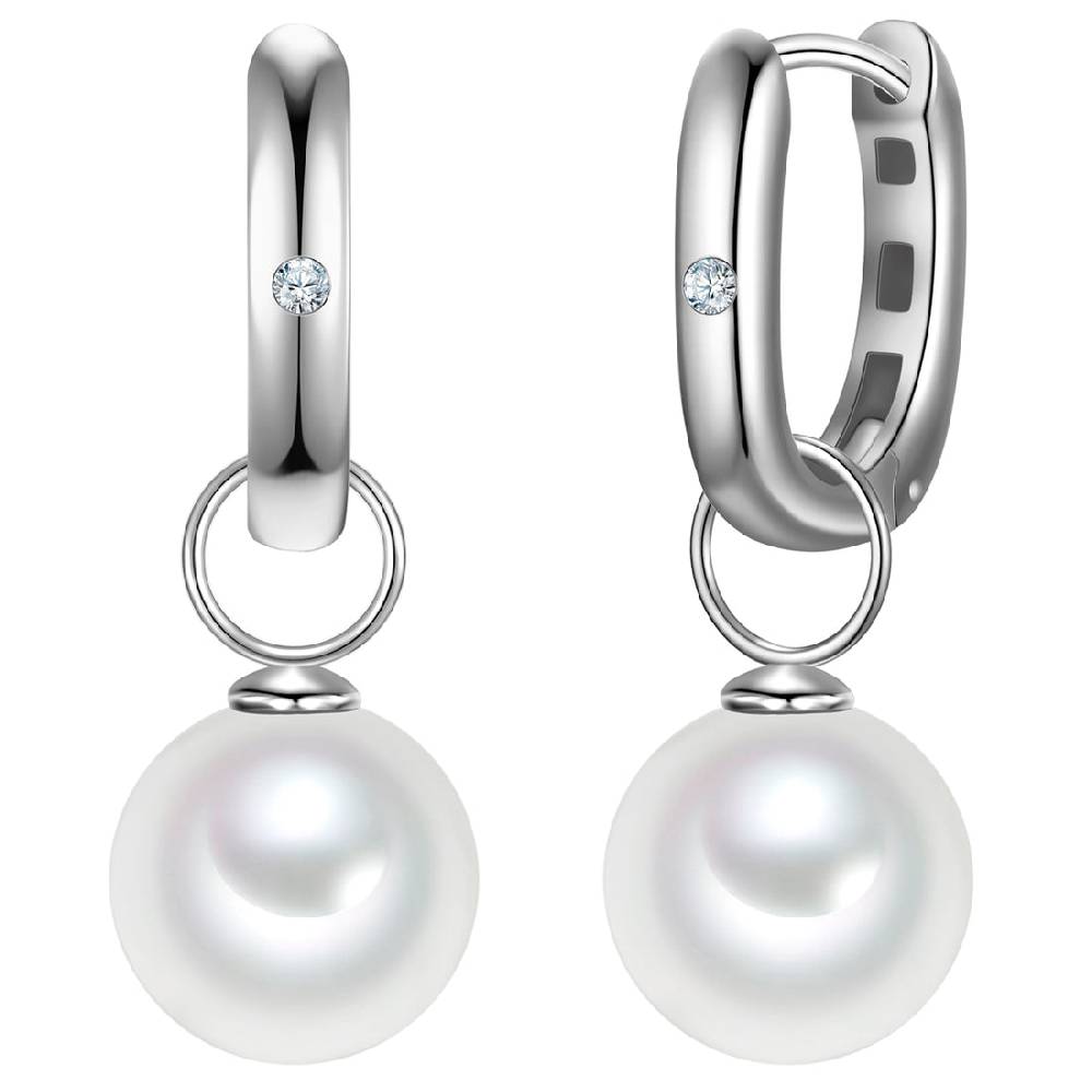 Rafaela Donata Creolen Sterling Silber Zirkonia weiß Muschelkernperle weiß