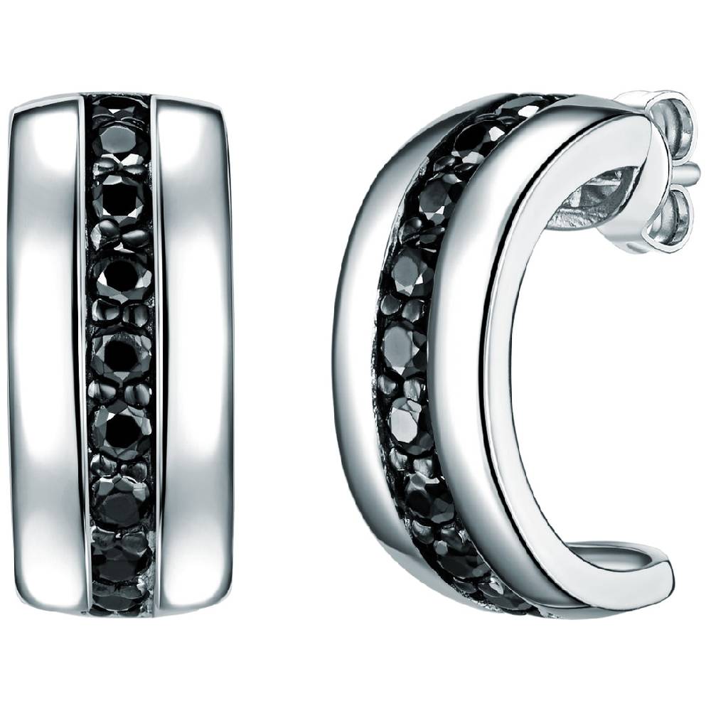 Rafaela Donata Halbcreolen Sterling Silber Zirkonia schwarz