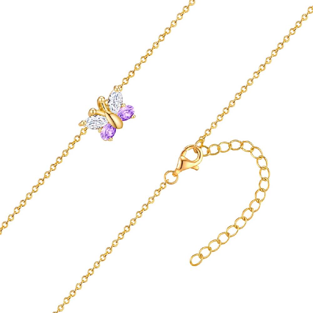 Rafaela Donata Kett Mit Anhänger Sterling Silber Gelbgold Zirkonia Weiß Violett