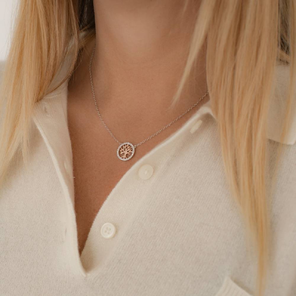 Rafaela Donata Kette Mit Anhänger Sterling Silber Bi-Color Zirkonia Weiß