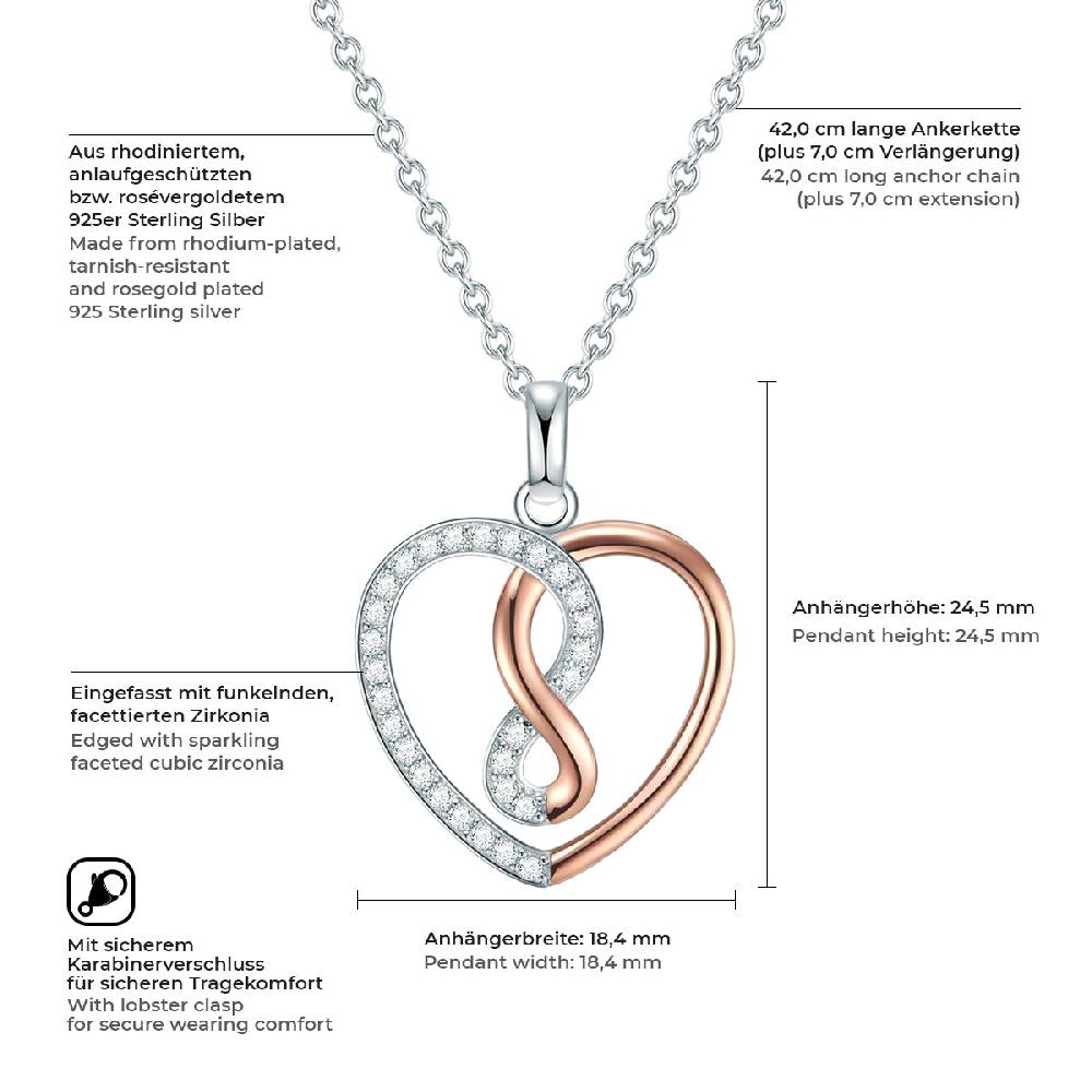 Rafaela Donata Kette Mit Anhänger Sterling Silber Bi-Color Zirkonia Weiß