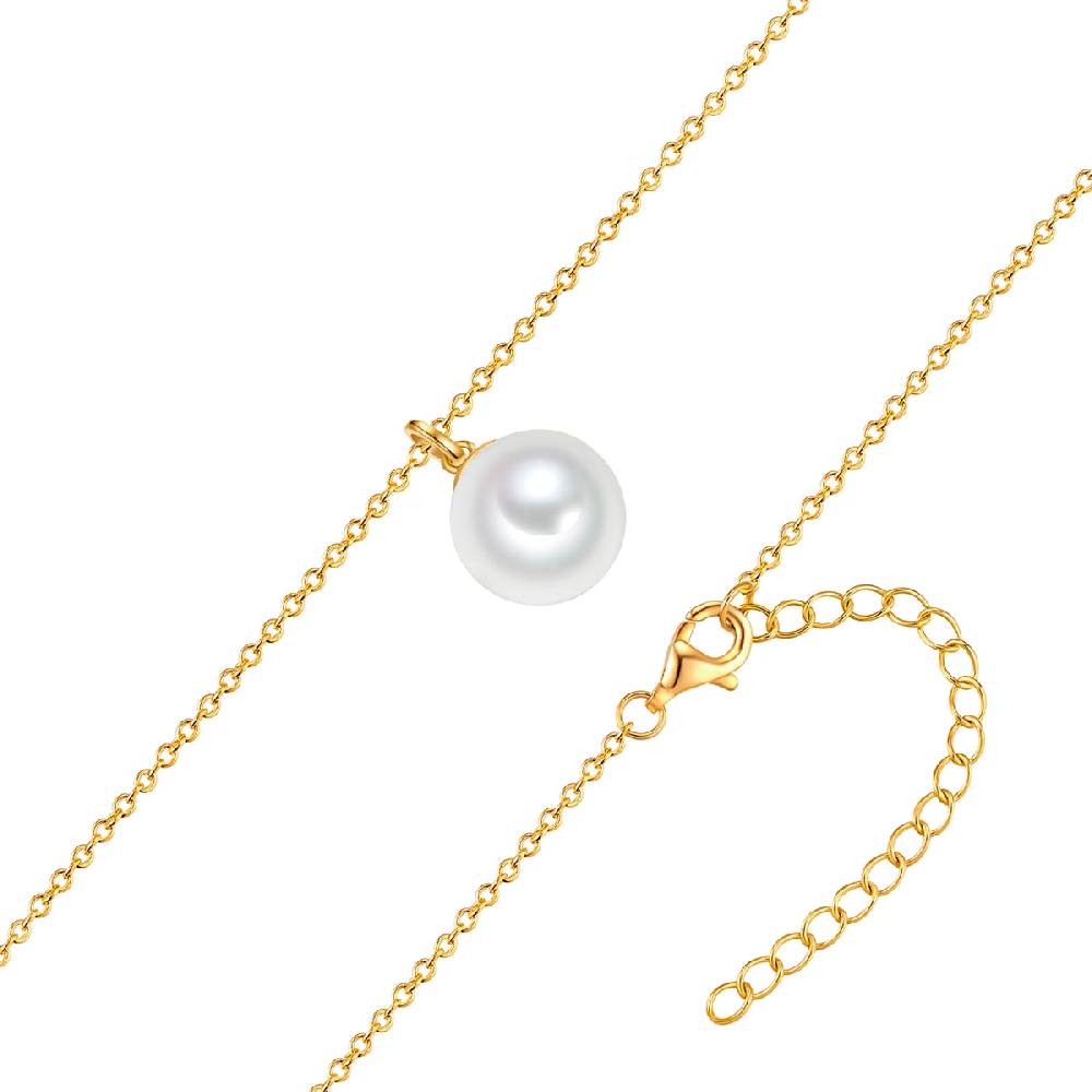 Rafaela Donata Kette Mit Anhänger Sterling Silber Gelbgold Muschelkernperle Weiß