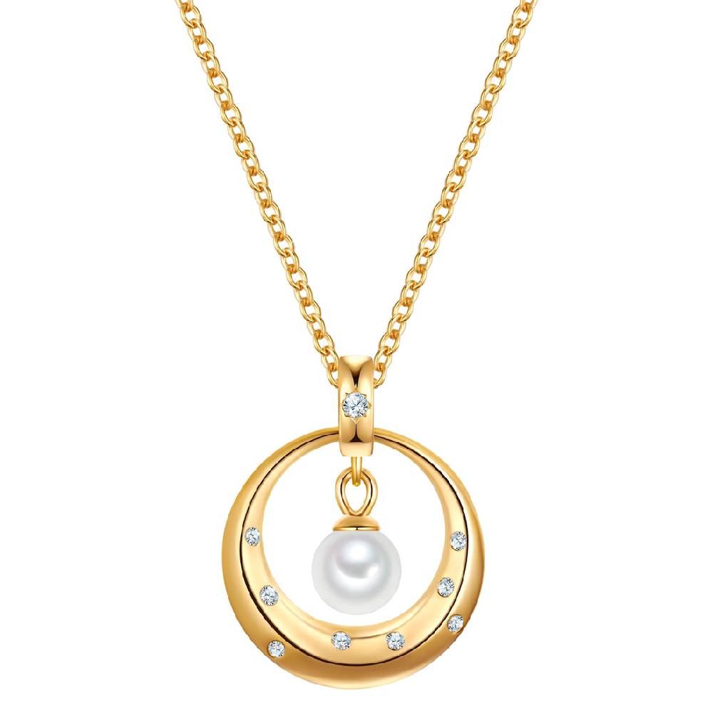 Rafaela Donata Kette mit Anhänger Sterling Silber gelbgold Muschelkernperle weiß Zirkonia weiß