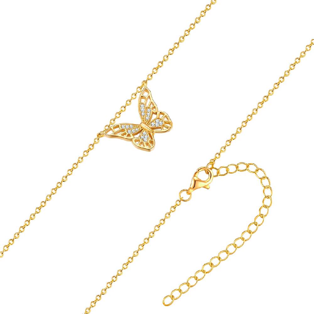 Rafaela Donata Kette Mit Anhänger Sterling Silber Gelbgold Zirkonia Weiß