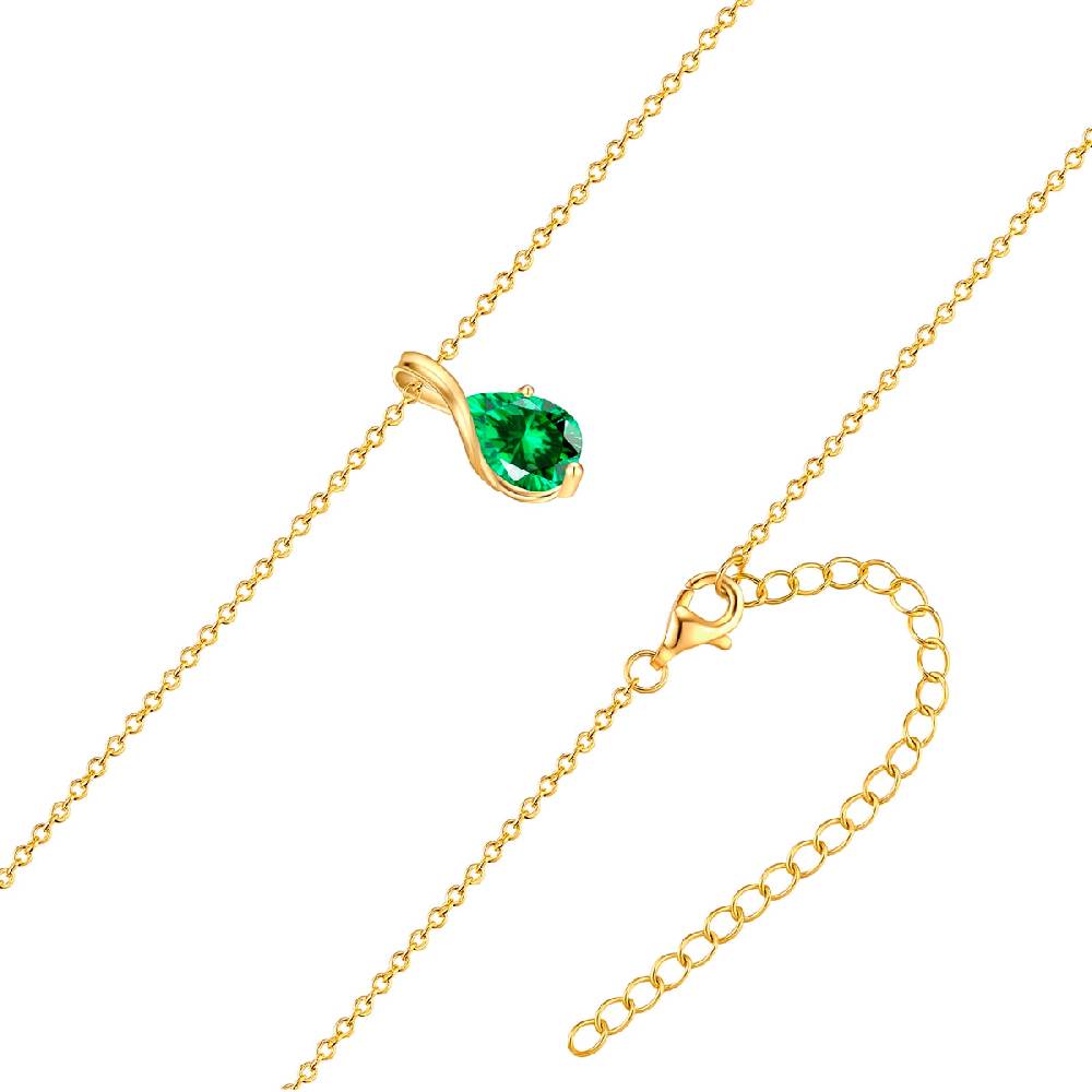 Rafaela Donata Kette Mit Anhänger Sterling Silber Gelbgold Zirkonia Grün