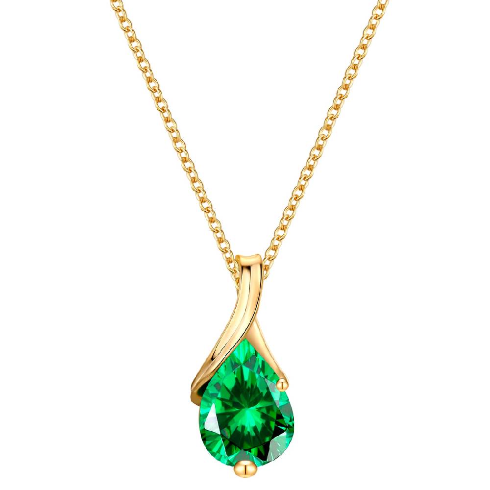 Rafaela Donata Kette mit Anhänger Sterling Silber gelbgold Zirkonia grün