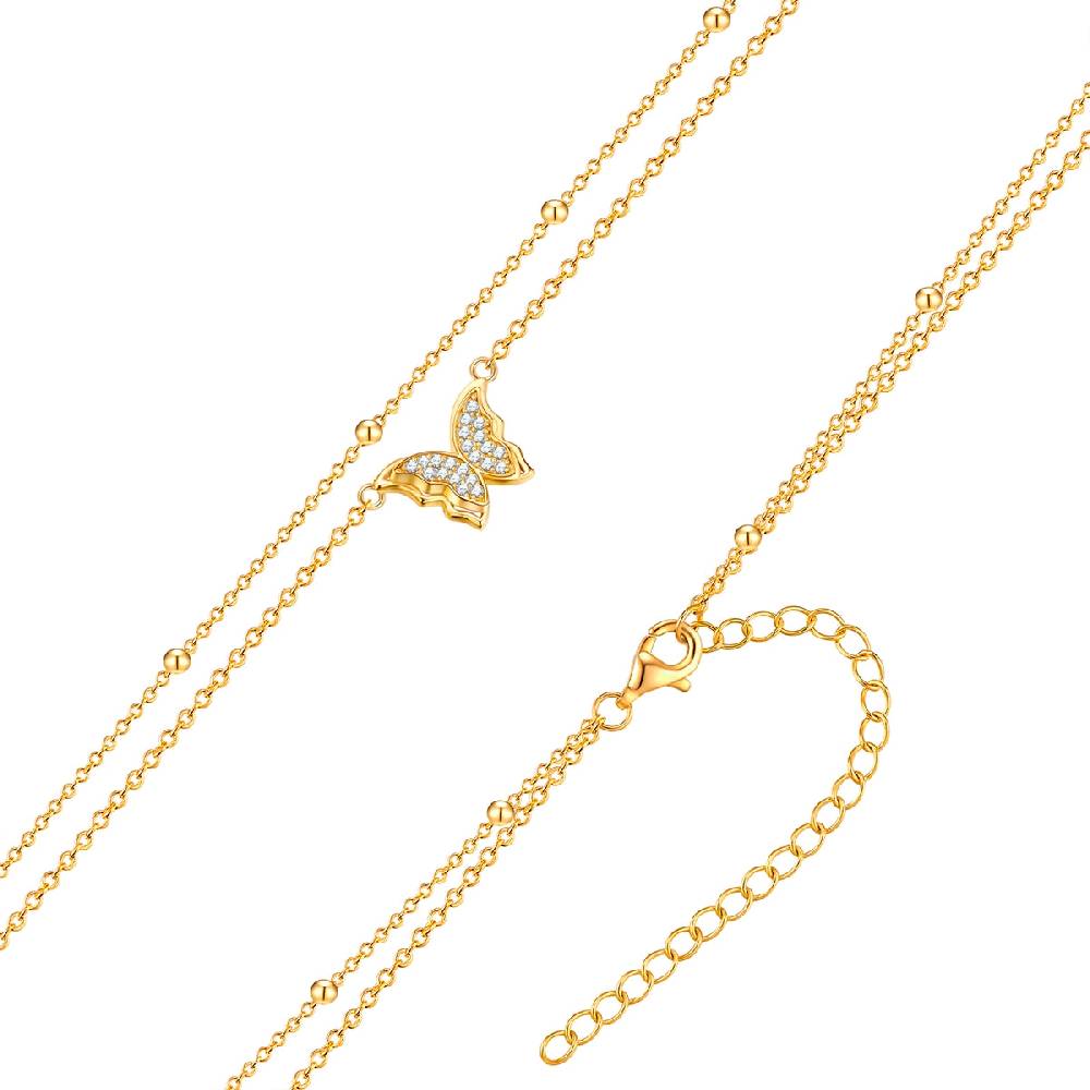 Rafaela Donata Kette Mit Anhänger Sterling Silber Gelbgold Zirkonia Weiß