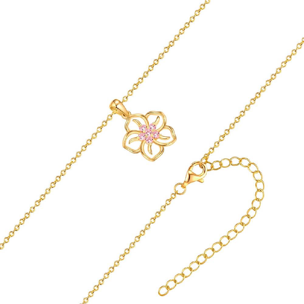 Rafaela Donata Kette Mit Anhänger Sterling Silber Gelbgold Zirkonia Rosa