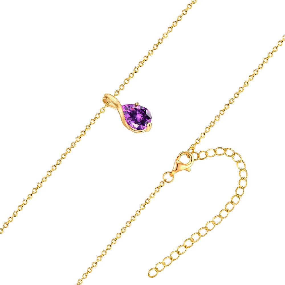 Rafaela Donata Kette Mit Anhänger Sterling Silber Gelbgold Zirkonia Violett