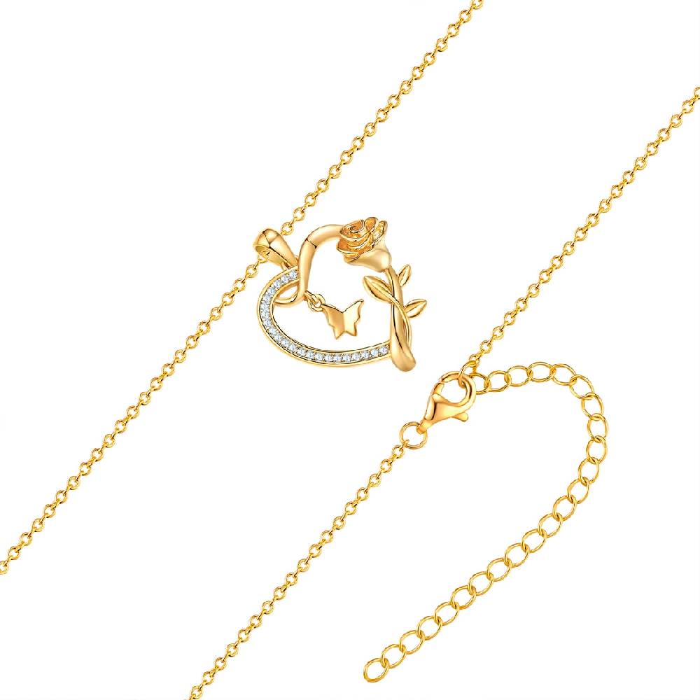 Rafaela Donata Kette Mit Anhänger Sterling Silber Gelbgold Zirkonia Weiß