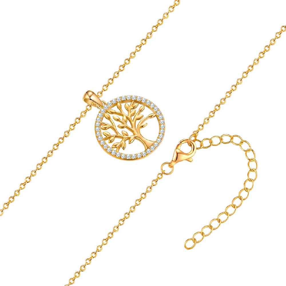 Rafaela Donata Kette Mit Anhänger Sterling Silber Gelbgold Zirkonia Weiß