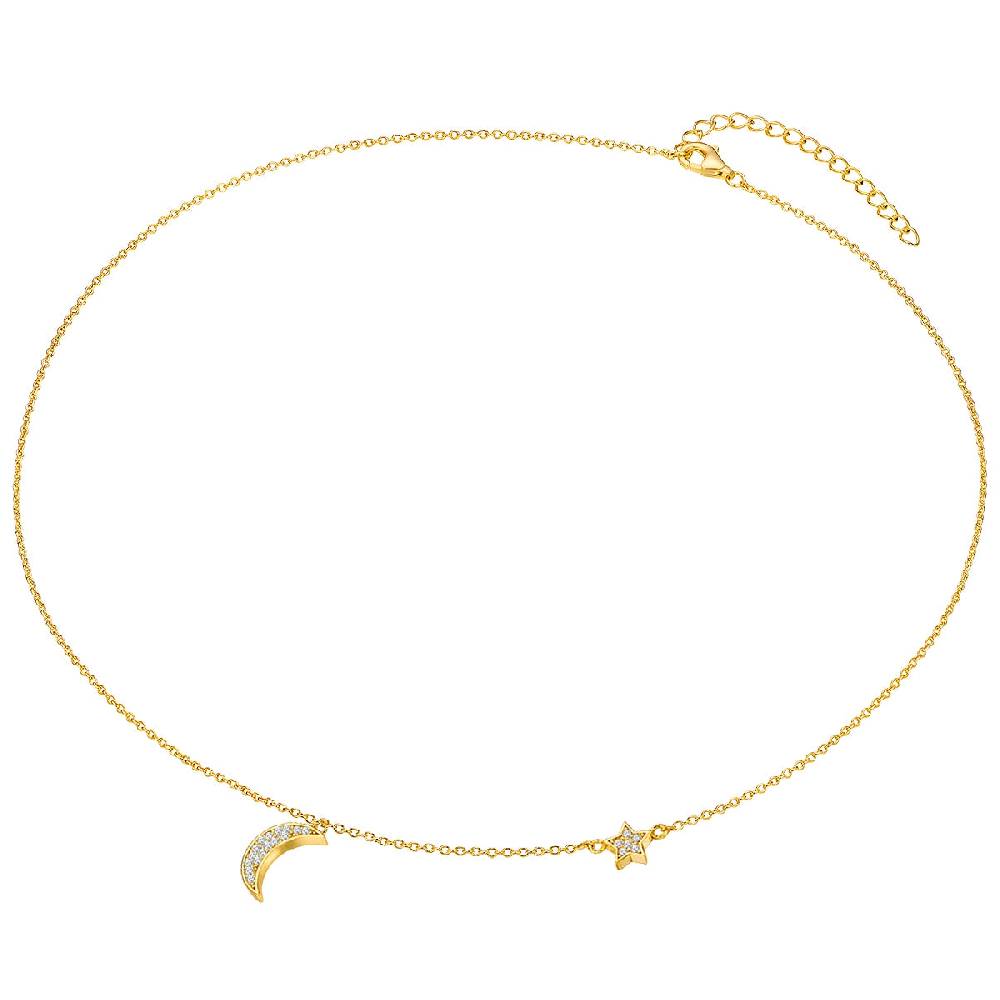 Rafaela Donata Kette Mit Anhänger Sterling Silber Gelbgold Zirkonia Weiß