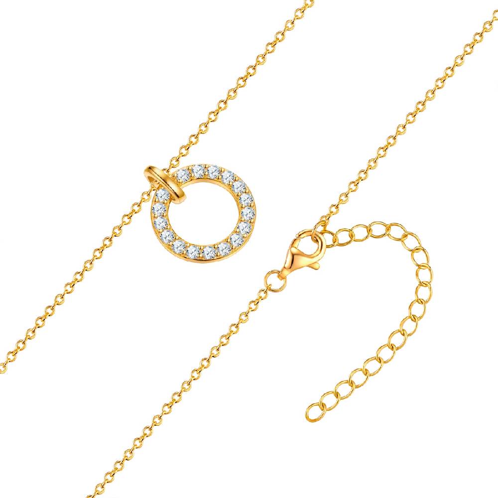 Rafaela Donata Kette Mit Anhänger Sterling Silber Gelbgold Zirkonia Weiß