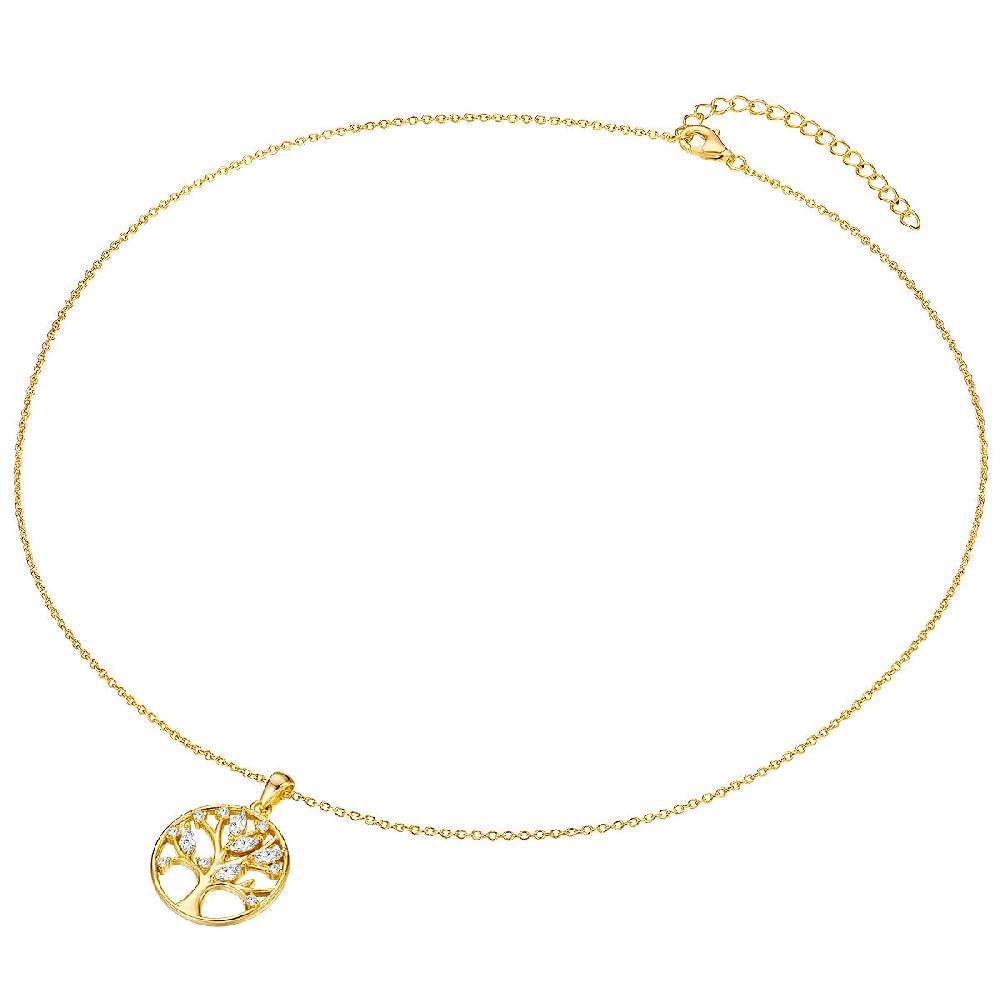 Rafaela Donata Kette Mit Anhänger Sterling Silber Gelbgold Zirkonia Weiß