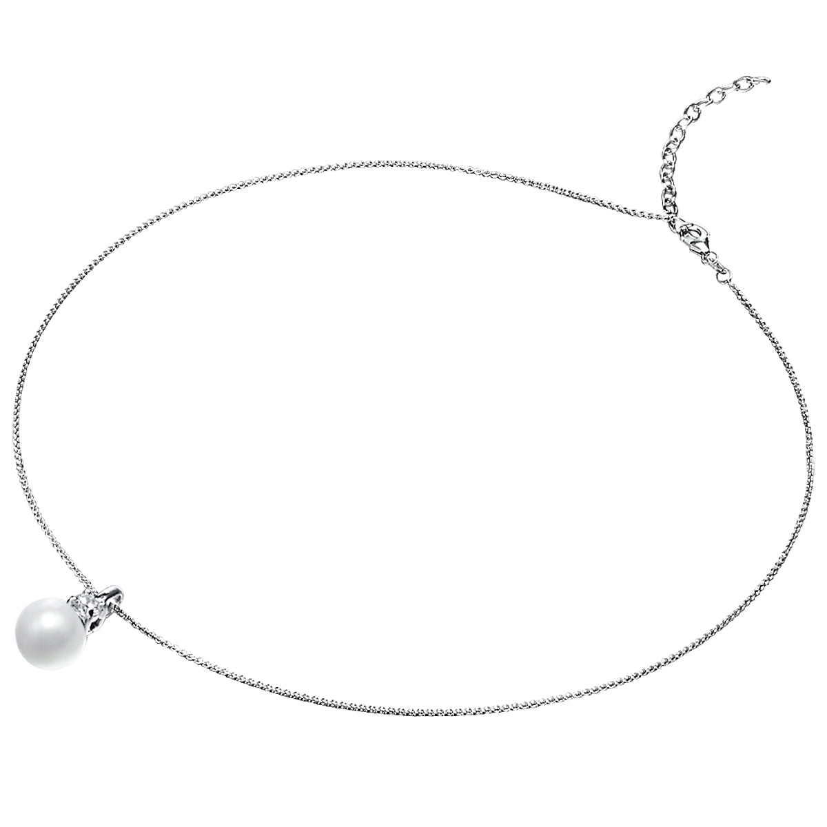Rafaela Donata Kette Mit Anhänger Sterling Silber Perle (synth.) Weiß Zirkonia Weiß