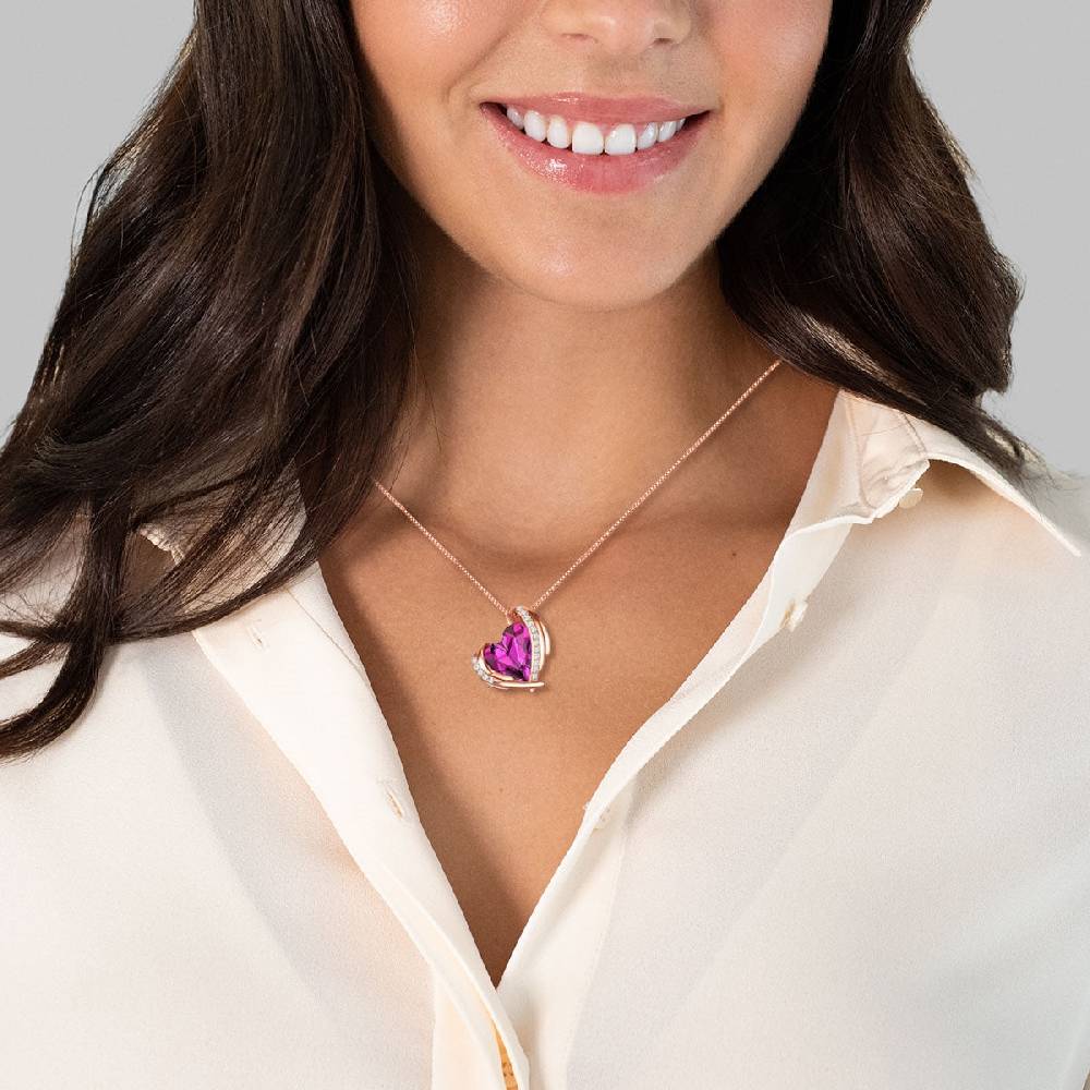 Rafaela Donata Kette Mit Anhänger Sterling Silber Roségold Verziert Mit Kristallen Von Swarovski® Amethyst Weiß