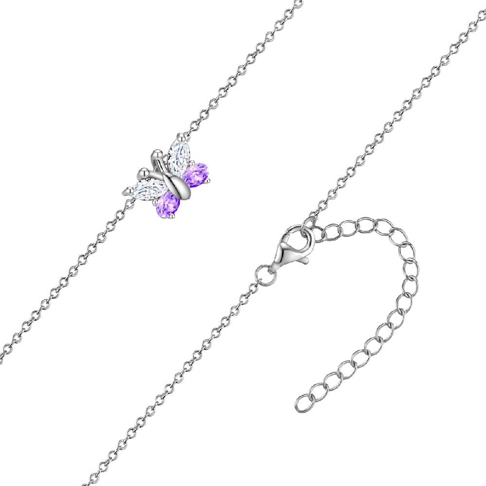 Rafaela Donata Kette Mit Anhänger Sterling Silber Zirkonia Weiß Violett