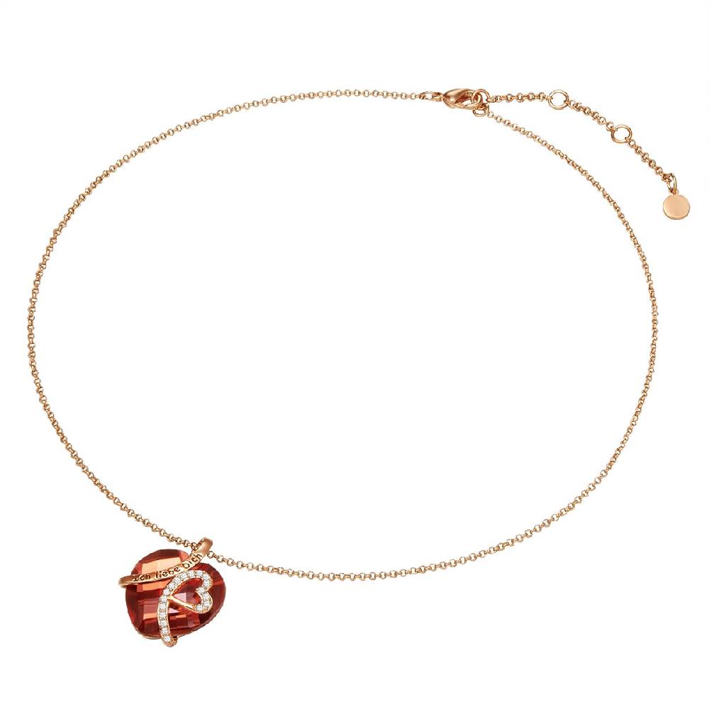 Rafaela Donata Kette Mit Anhänger Zirkonia Weiß Glas Rot