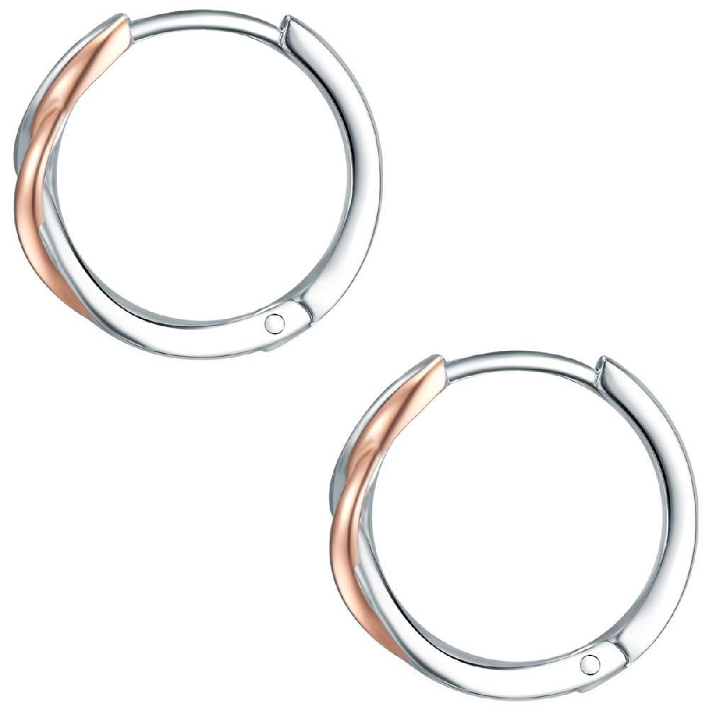 Rafaela Donata Klappcreolen Sterling Silber Bi-Color Zirkonia Weiß