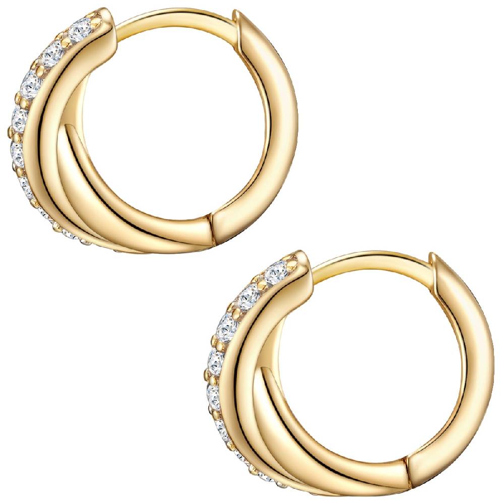 Rafaela Donata Klappcreolen Sterling Silber Gelbgold Zirkonia Weiß