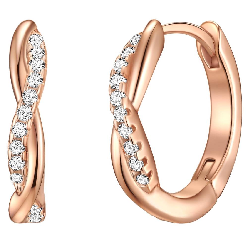 Rafaela Donata Klappcreolen Sterling Silber roségold Zirkonia weiß