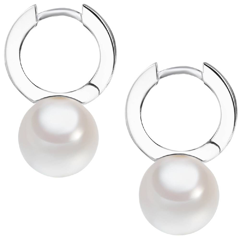 Rafaela Donata Klappcreolen Sterling Silber Südsee-Muschelkernperle Weiß Zirkonia Weiß