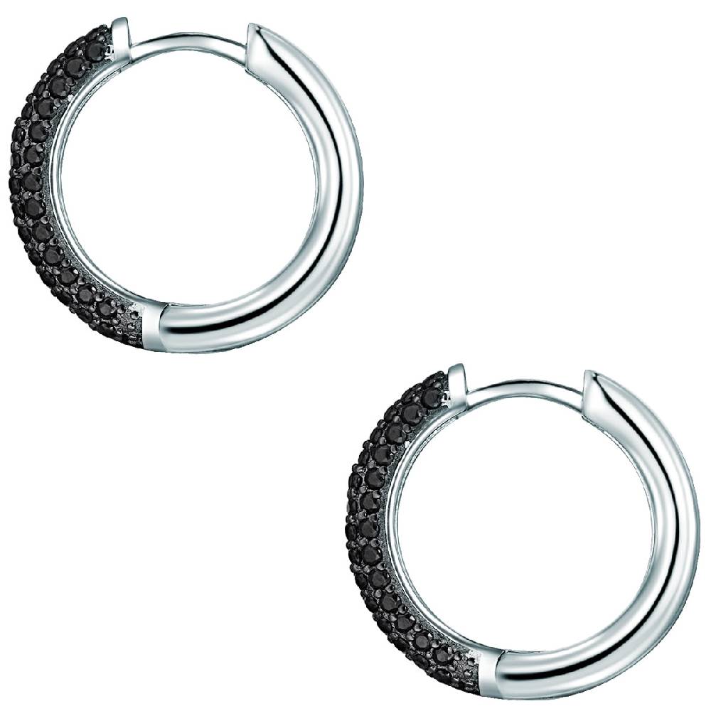 Rafaela Donata Klappcreolen Sterling Silber Zirkonia Schwarz