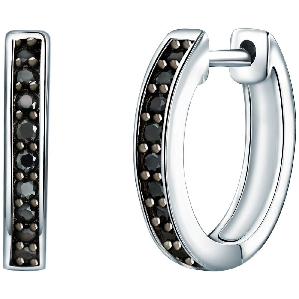 Rafaela Donata Klappcreolen Sterling Silber Zirkonia schwarz