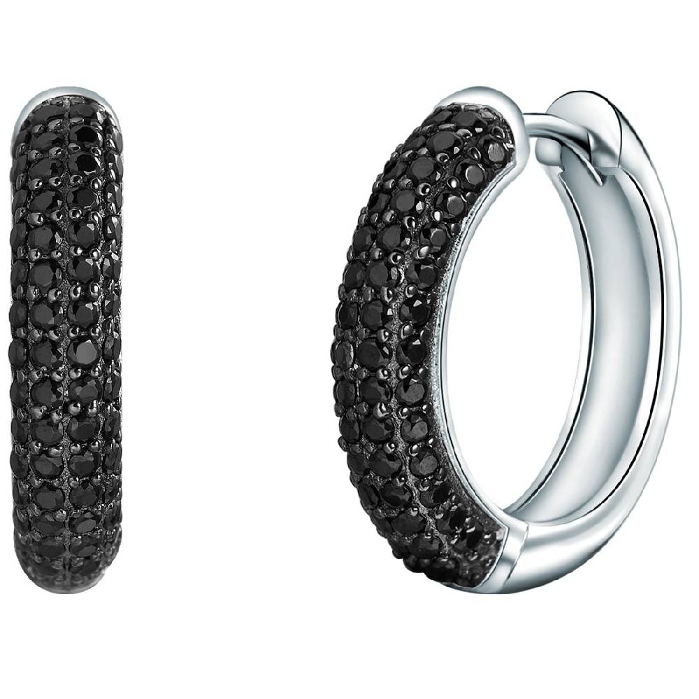 Rafaela Donata Klappcreolen Sterling Silber Zirkonia schwarz