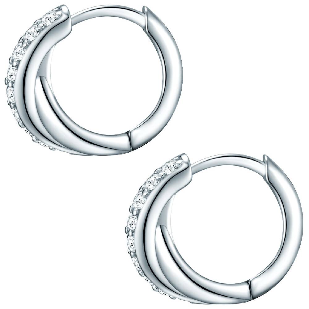 Rafaela Donata Klappcreolen Sterling Silber Zirkonia Weiß