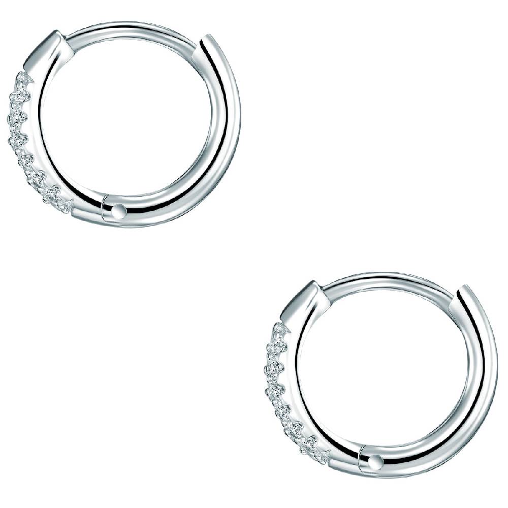 Rafaela Donata Klappcreolen Sterling Silber Zirkonia Weiß