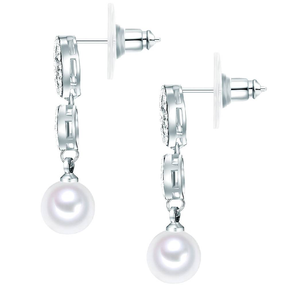 Rafaela Donata Ohrhänger Sterling Silber Muschelkernperle Weiß Glaskristall Weiß