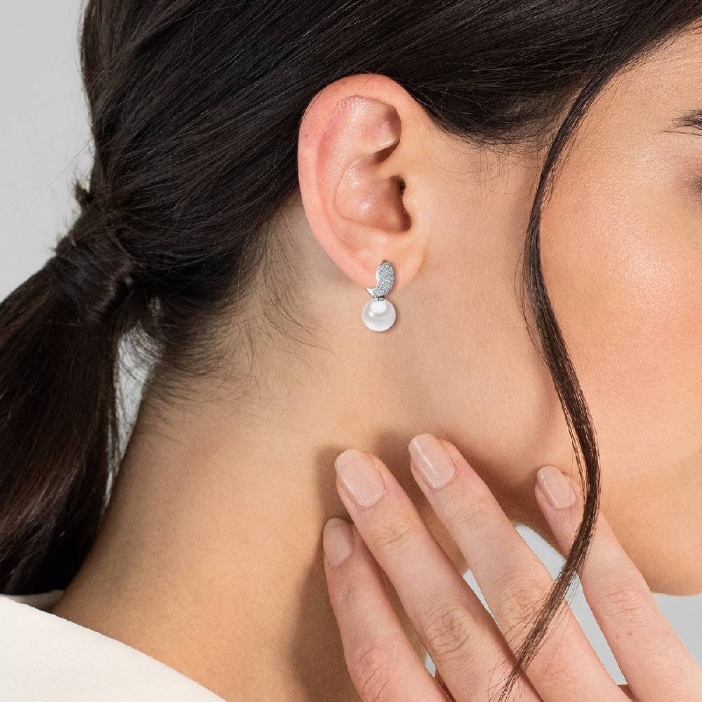 Rafaela Donata Ohrhänger Sterling Silber Südsee-Muschelkernperle Weiß Zirkonia Weiß