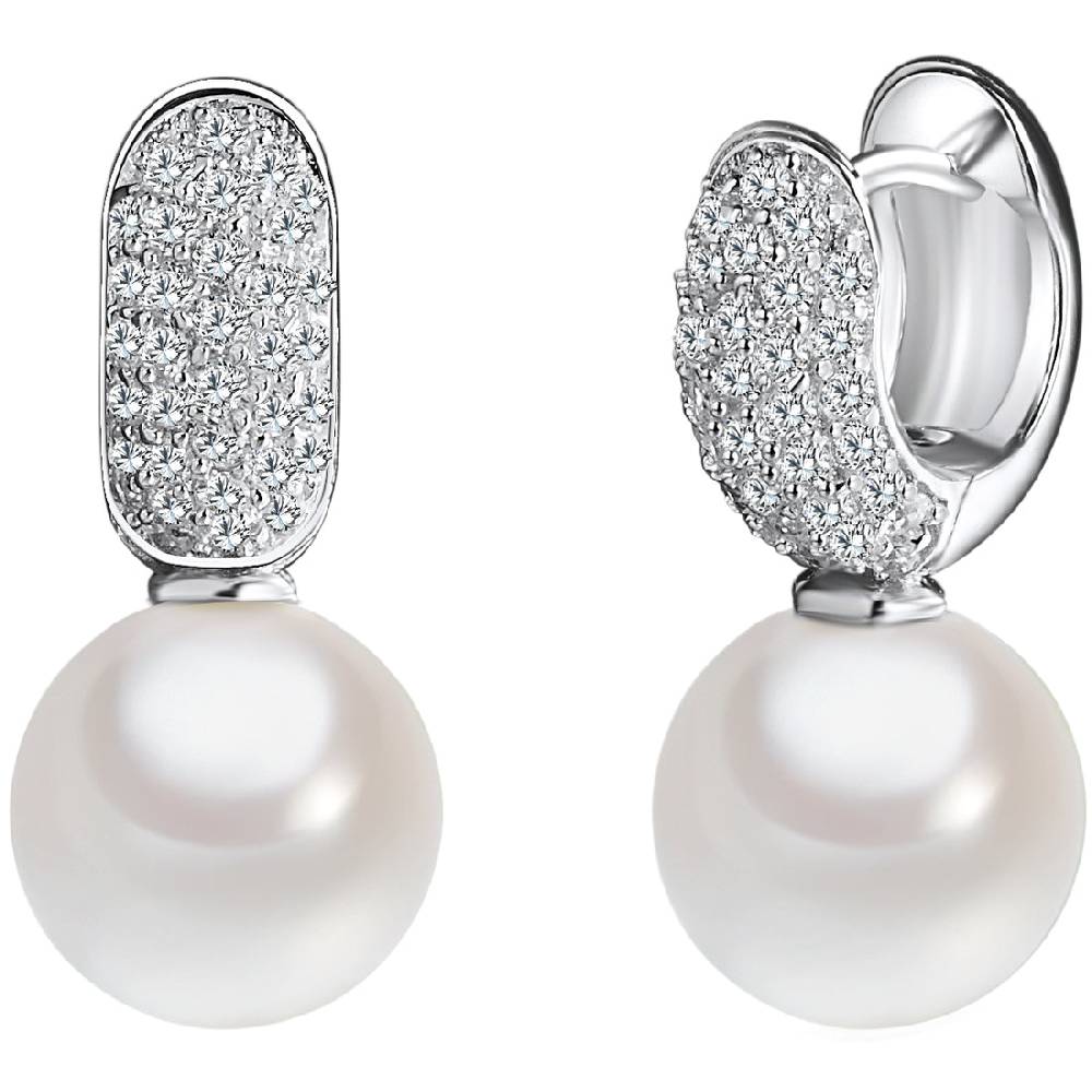 Rafaela Donata Ohrhänger Sterling Silber Südsee-Muschelkernperle weiß Zirkonia weiß