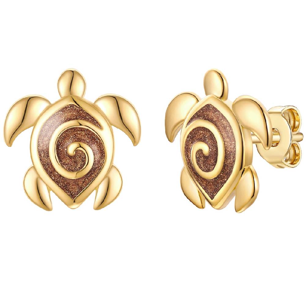 Rafaela Donata Ohrstecker Sterling Silber gelbgold Emaille braun