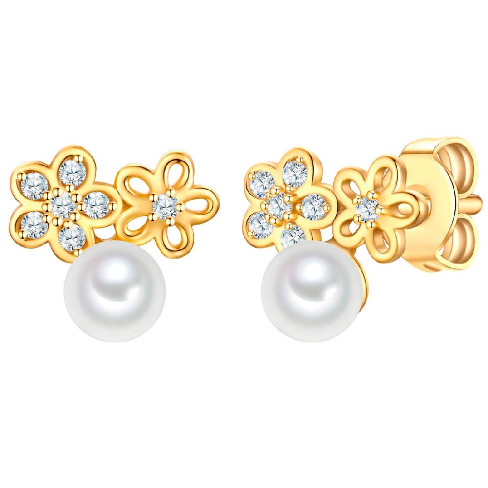 Rafaela Donata Ohrstecker Sterling Silber gelbgold Perle (synth.) weiß